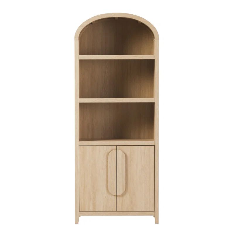 Sitarski Modern Arched Bookcase with Statement Cabinet | Wayfair North America