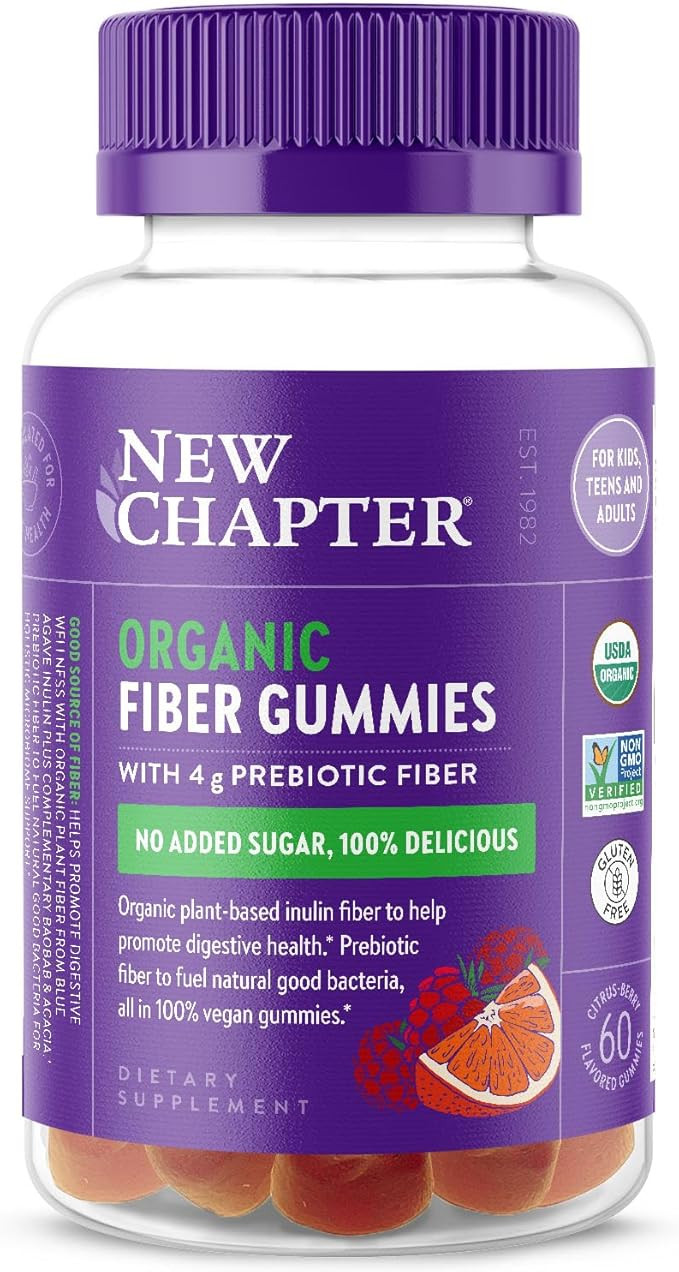 New Chapter Organic Fiber Gummies for Adults & Kids (Age 4+), Plant-Based Prebiotic Fiber for Dig... | Amazon (US)