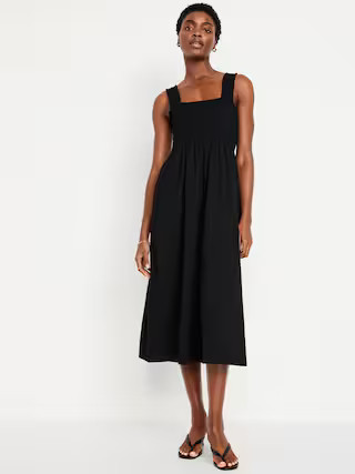 Fit & Flare Smocked Midi Dress | Old Navy (US)