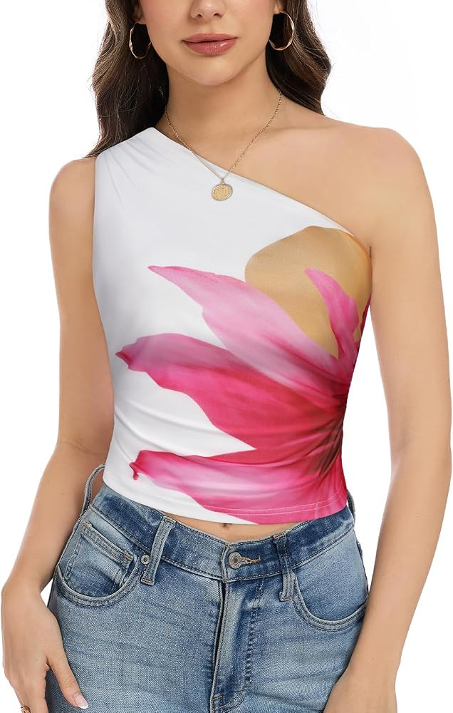 ZNVGIRL Womens Off The Shoulder Tank Tops Slim Fit Shirt Sleeveless Ruched Going Out Outfits | Amazon (US)