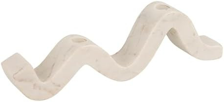 Bloomingville Marble Wave Double Taper Candle Holder, White | Amazon (US)