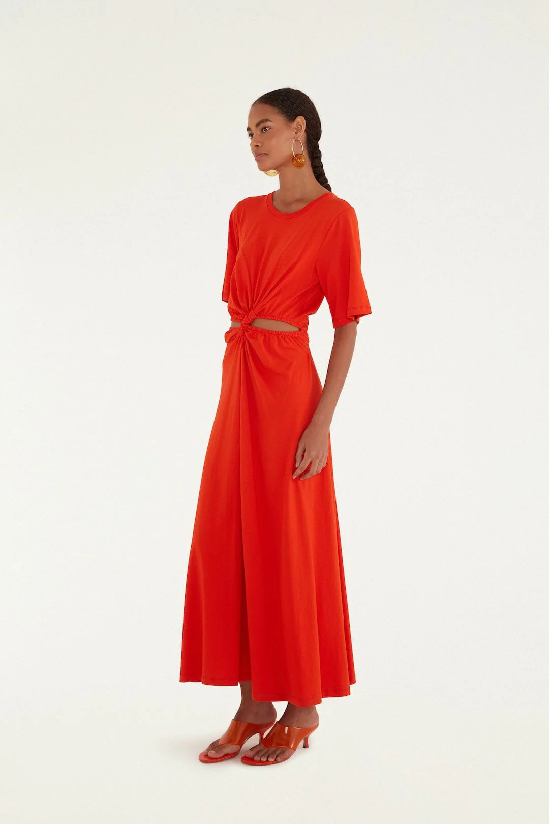 Red Artsy Flora Cut-Out Organic Cotton Maxi Dress | FARM Rio | FarmRio (US)