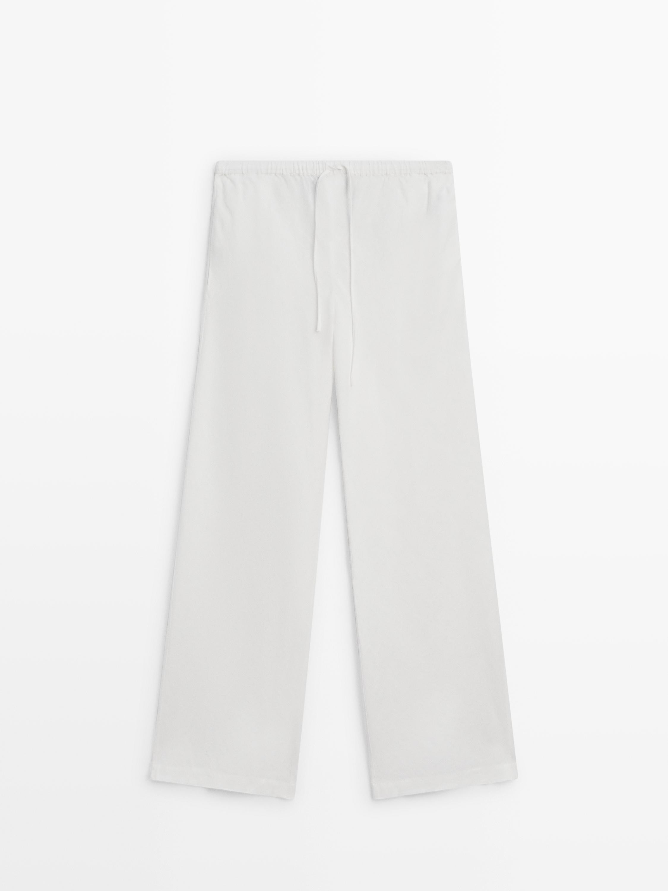 100% linen trousers with elasticated waistband | Massimo Dutti US