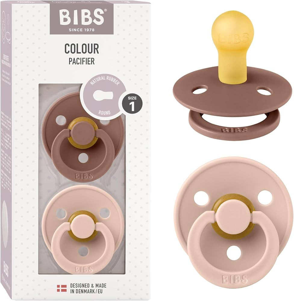 BIBS Colour Baby Pacifier 2-Pack | Made in Denmark | BPA Free Dummy Soother, Round Nipple. Natura... | Amazon (US)