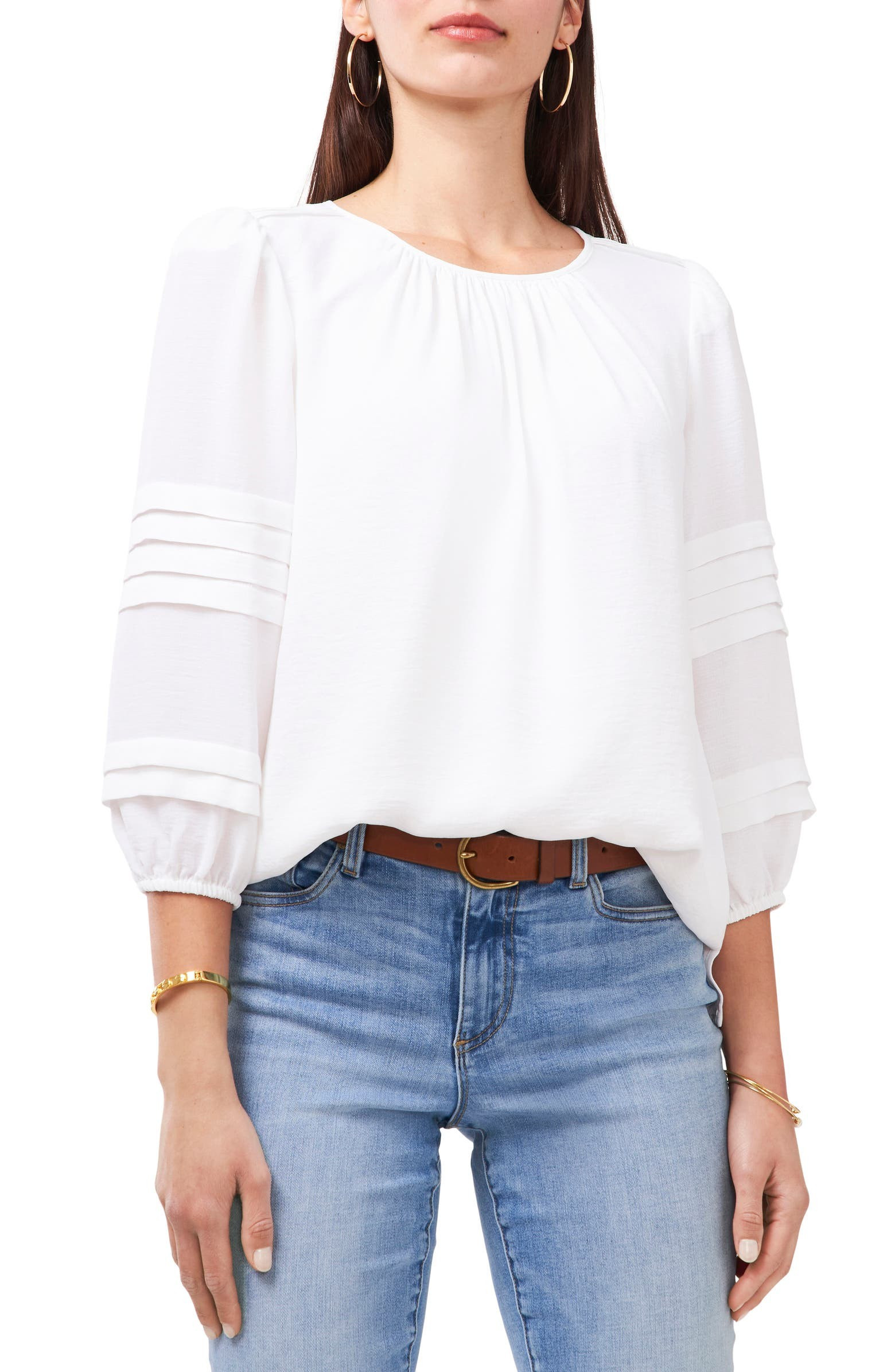 Pleated Sleeve Gauze Blouse | Nordstrom