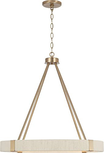 Capital Lighting 449841MA Delaney Modern Hand-Wrapped Rope Round Chandelier, 4-Light 240 Total Watts, 26" H x 26" W, Matte Brass | Amazon (US)