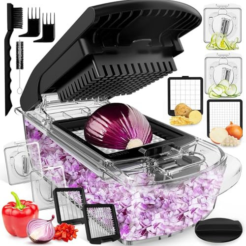 Fullstar The Original Pro Chopper - Vegetable Chopper and Spiralizer, Food Chopper with Container, Fruit Slicer, Kitchen Gadgets & Gifts, Home Essentials (4 in 1, Clear) | Amazon (US)
