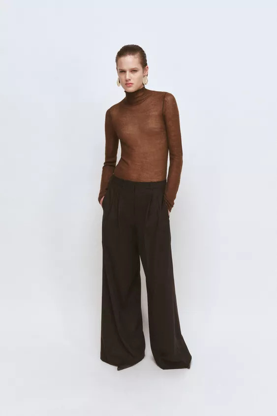 ZW COLLECTION WIDE LEG PLEATED PANTS | Zara US