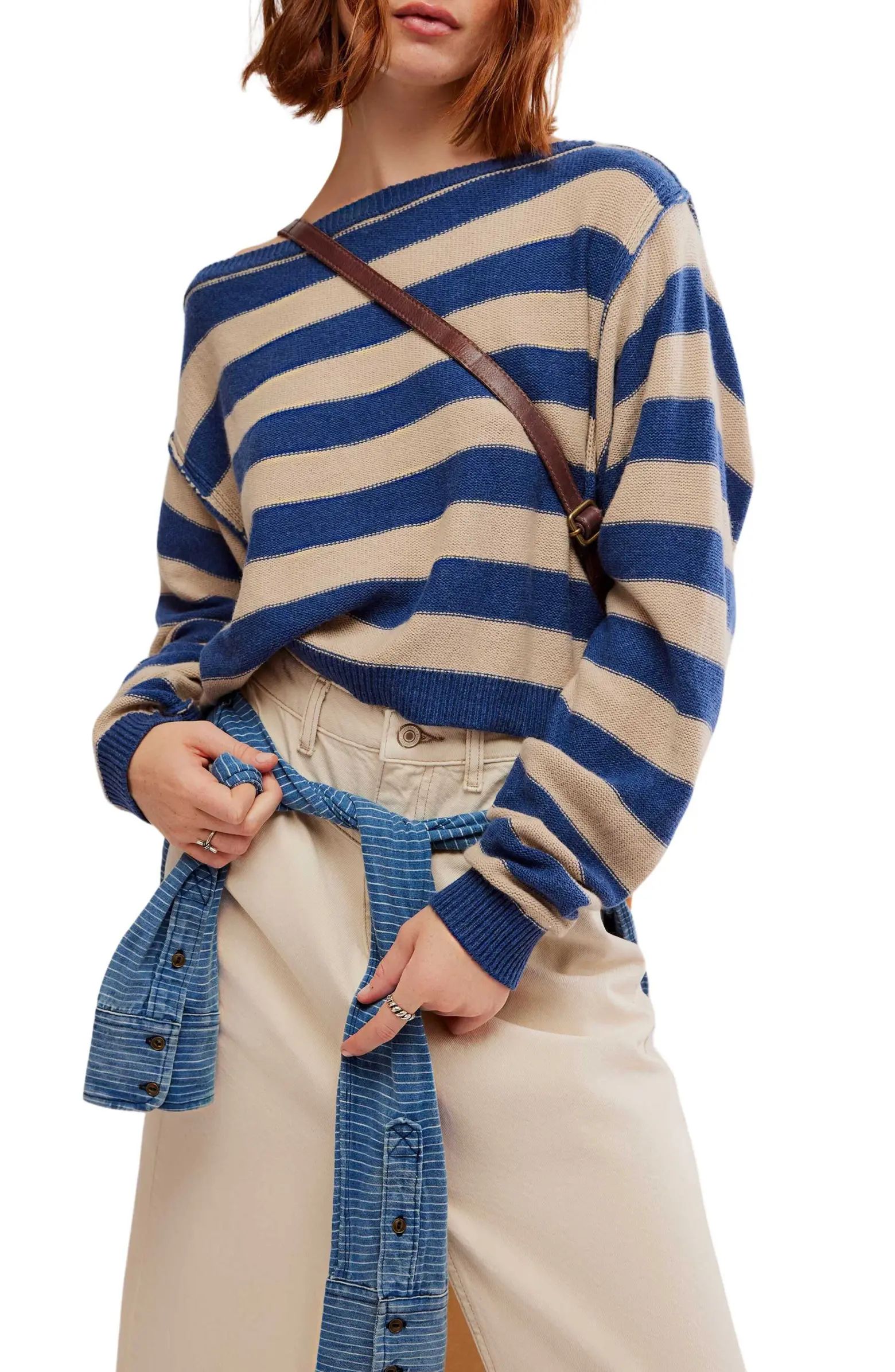 Into the Blue Stripe Crop Sweater | Nordstrom