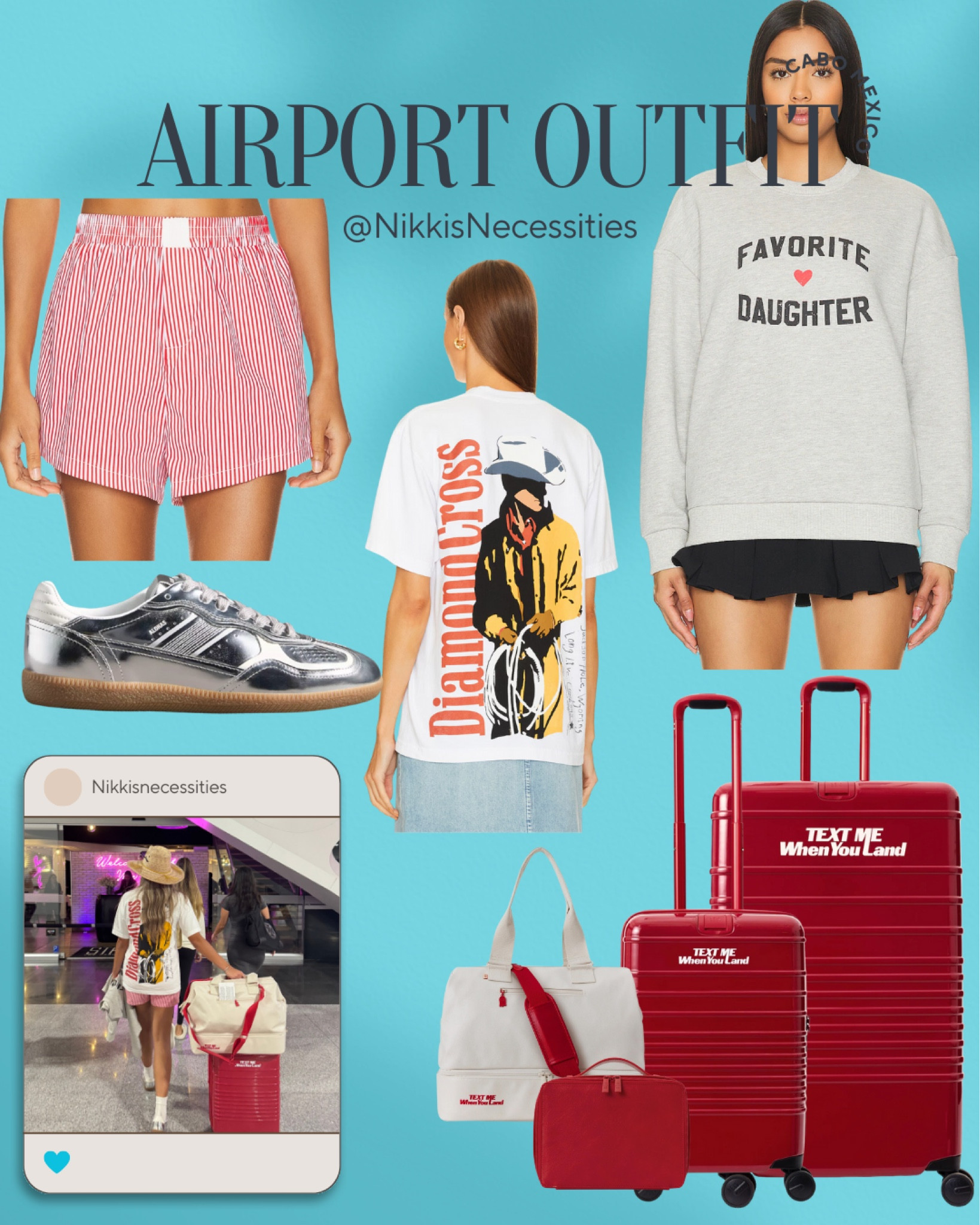 Airport outfit 
Outfit inspo 
Vacation outfits 
Cabo outfits 
Bachelorette party outfits 
Beis luggage 
Ref luggage 
Boxer shorts 
Amazon finds 
Revolve finds 
Revolve sale 
Sale 
Favorite daughter 
Alohas 
Silver sneakers 
Grey sweater 
Graphic Tshirt 

#LTKStyleTip #LTKFindsUnder100 #LTKTravel