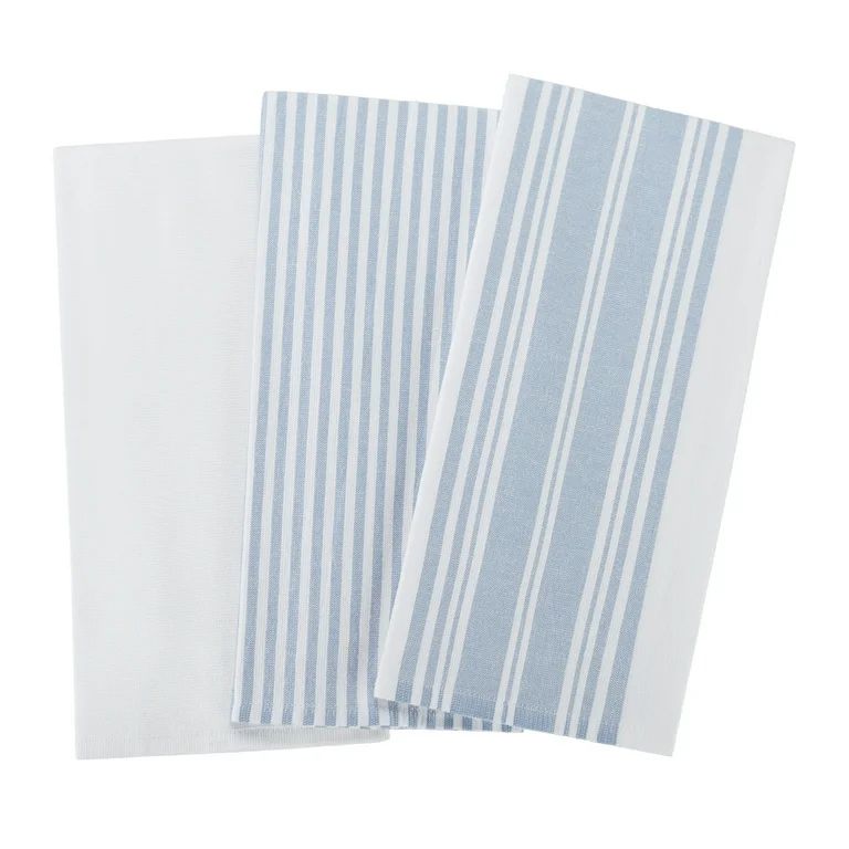 Better Homes & Gardens Blue Linen Cotton Woven Dual-Purpose Oversized Kitchen Towels 3 Pack - Wal... | Walmart (US)