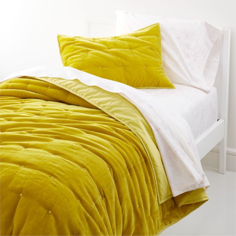 Audra Yellow Velvet Kids Quilts | Crate & Kids | Crate & Barrel