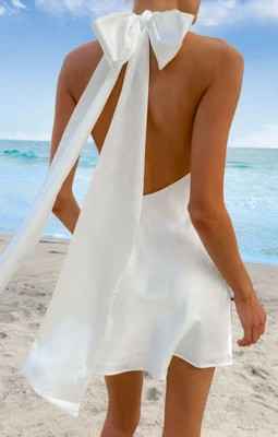 Wonder Mini Dress ~ White Silky Crepe | Show Me Your Mumu