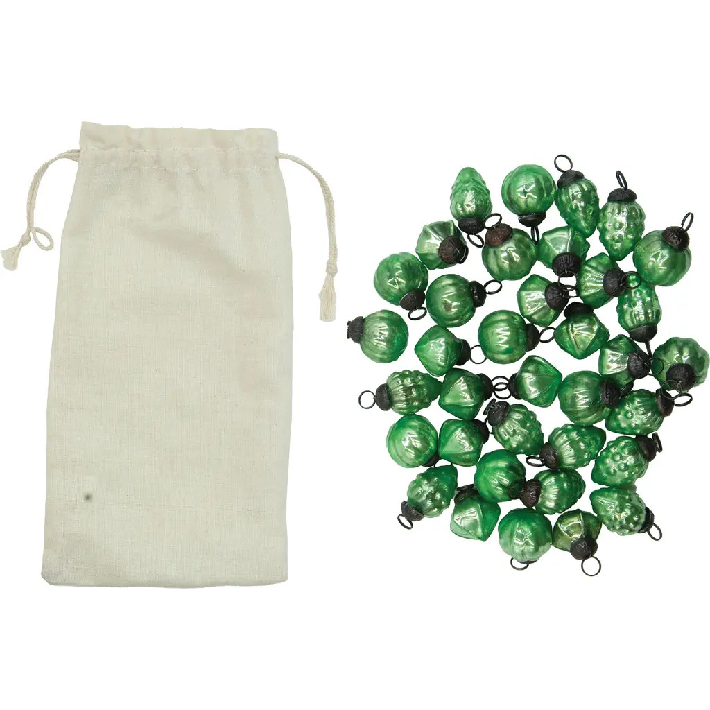 Storied Home 36-Piece Embossed Mercury Glass Ornament Set, Green at Nordstrom | Nordstrom