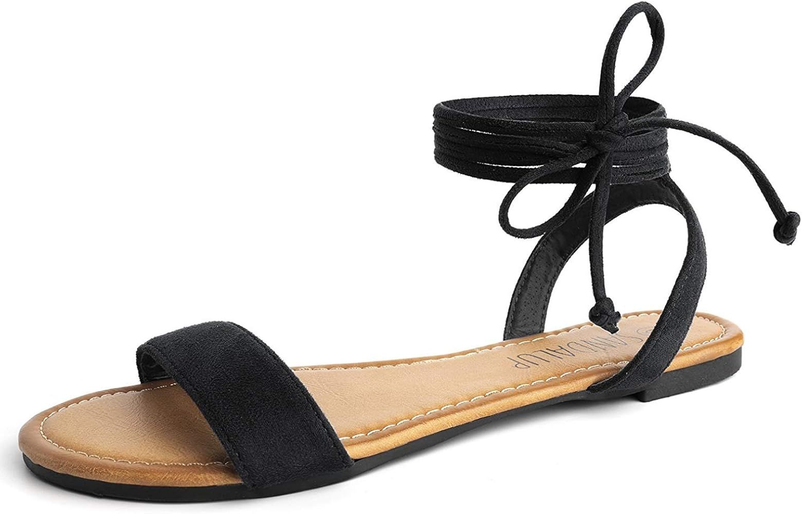 SANDALUP Tie Up Ankle Strap flat sandals for women | Amazon (US)