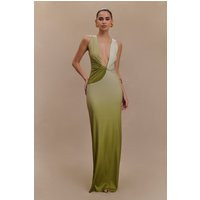 Stella Draped Slinky Maxi Dress - Ombre Vintage Olive I MESHKI I Size M | MESHKI US