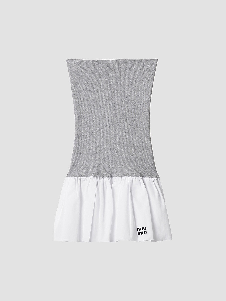 Women's Poplin and Jersey Mini Skirt - Grey White - Size 8 | Saks Fifth Avenue