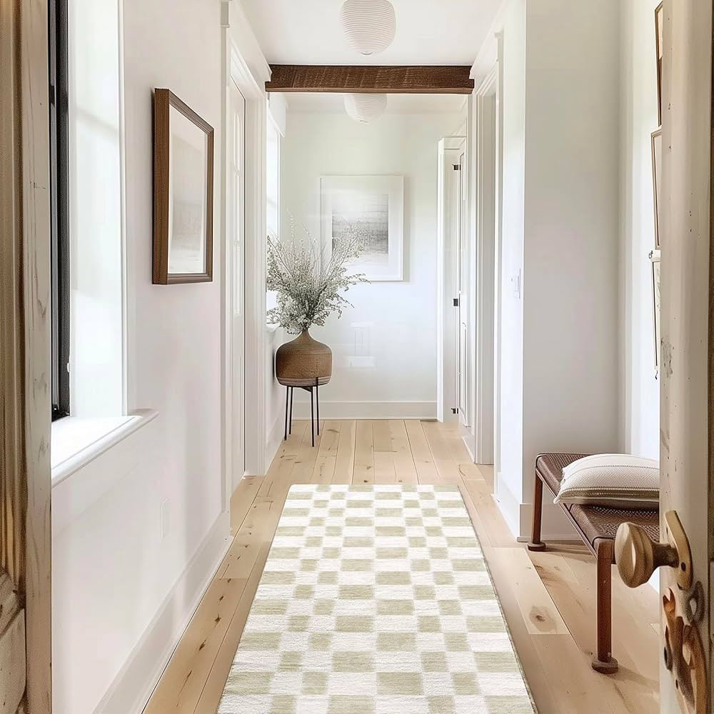 EVERGRACE Checkered Plaid Area Rug 2x6, Soft Faux Wool Rugs Washable Anti Slip Rugs Long Runner R... | Amazon (US)