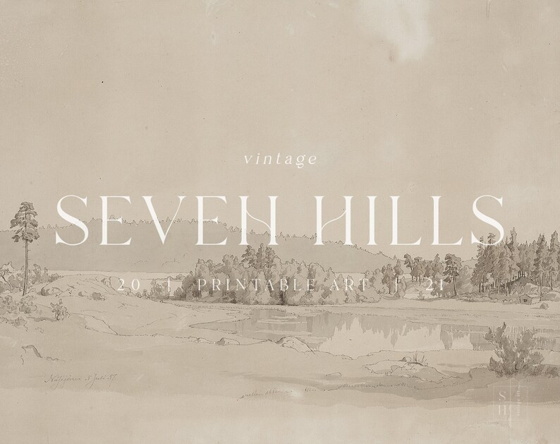 Printable Nature Sketch Rustic Landscape Drawing Vintage - Etsy | Etsy (US)