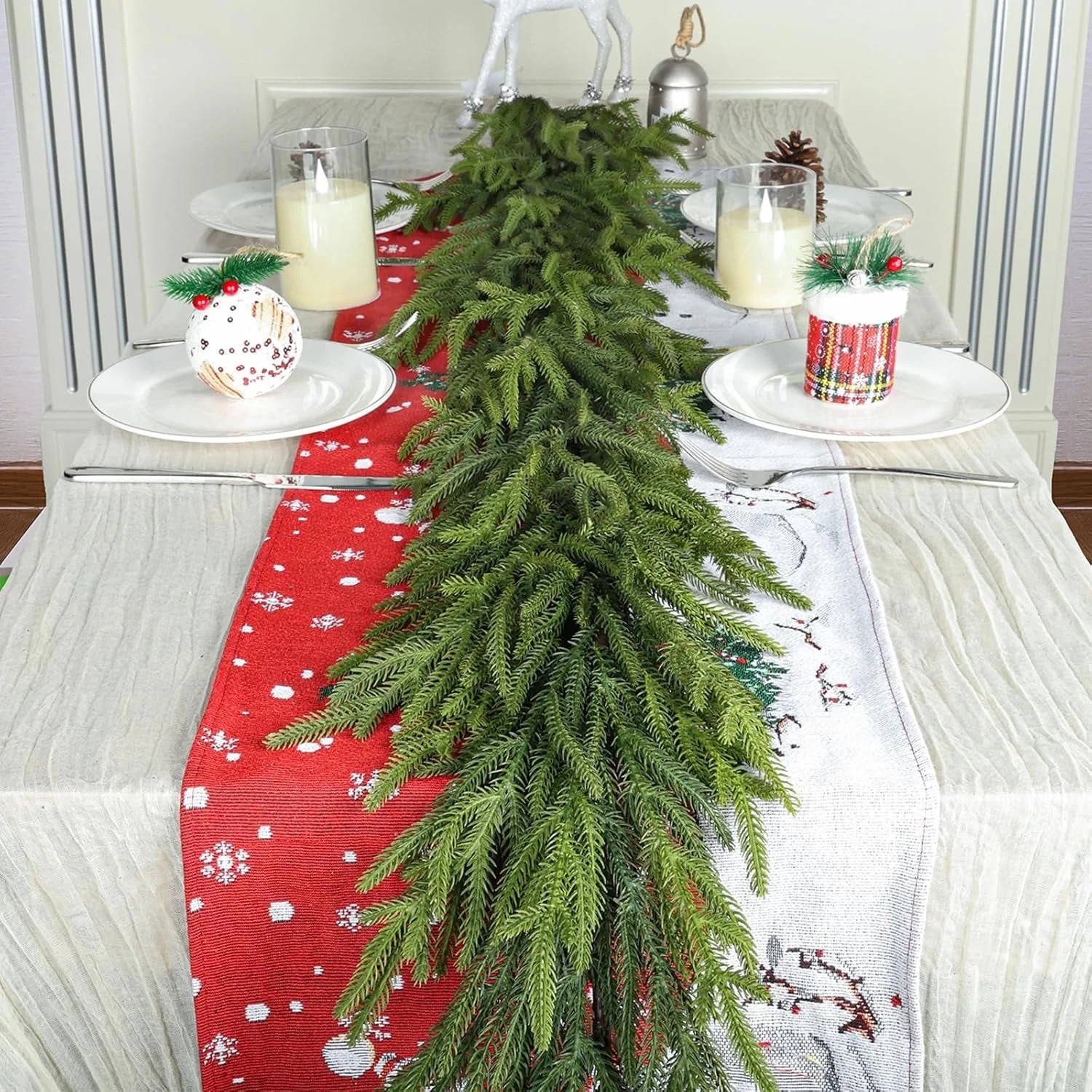 6 Ft Realistic Christmas Garland,Natural Droopy,Soft Bendable Garland Christmas Decorations, Life... | Walmart (US)