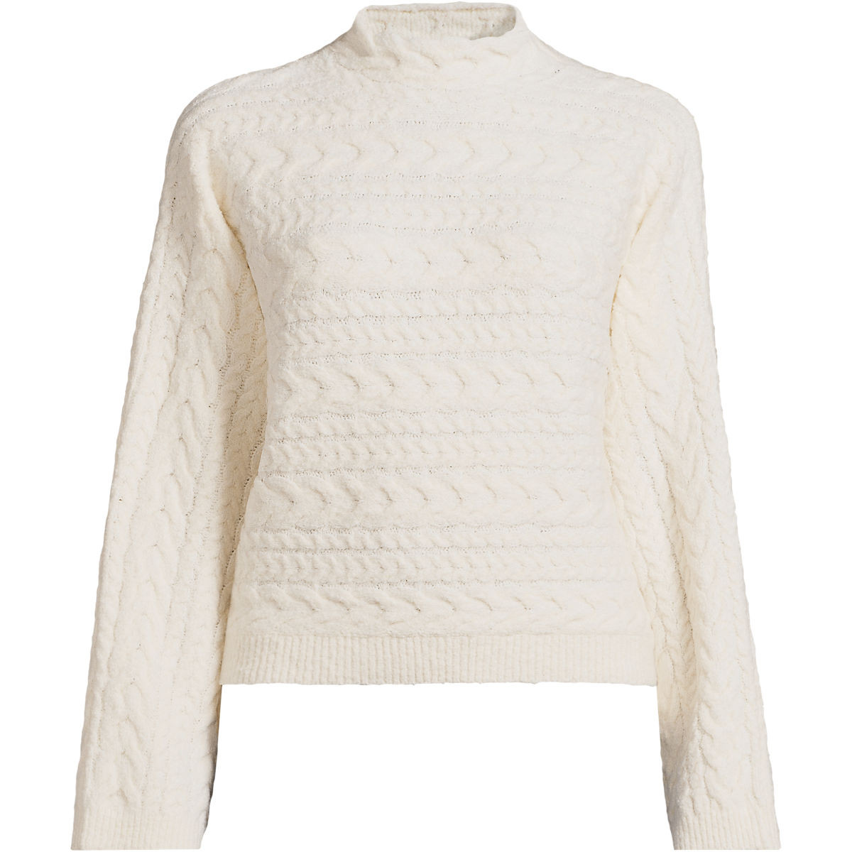 Women's Boucle Funnel Neck All Over Cable Sweater | Lands' End (US)