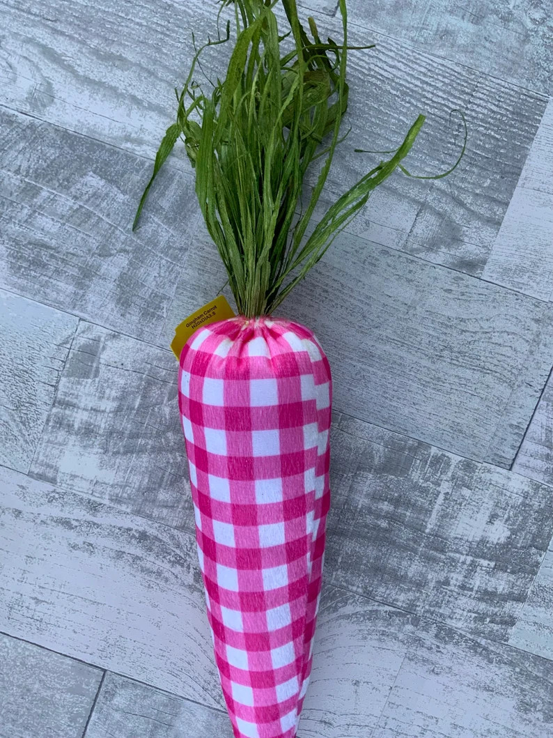 Carrot, Plush, Gingham, Pink, Plush Carrot, 20 H X 3.5 DIA - Etsy | Etsy (US)