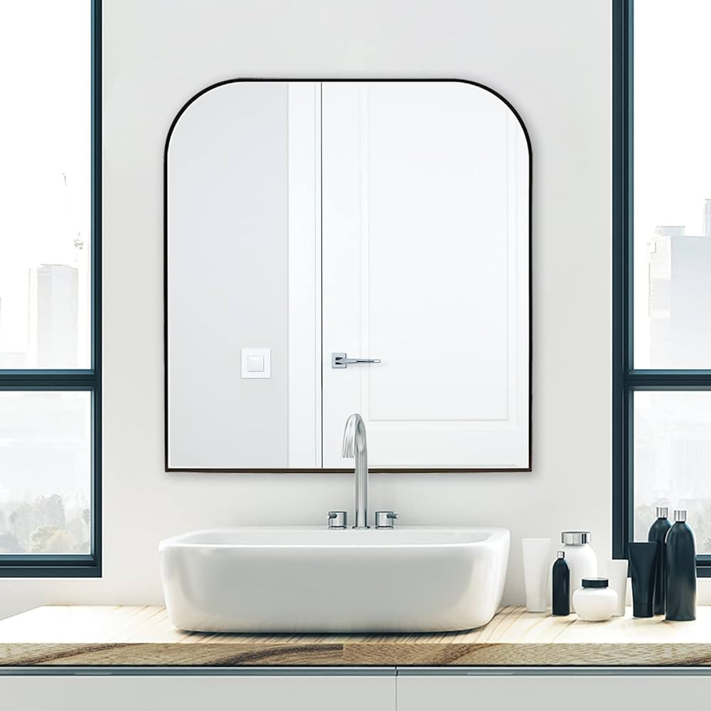 Mirrorize Black Arched Mirror 28" X 30", Aluminum Framed Oval Black Arch Wall Mirror for Wall, Va... | Amazon (US)