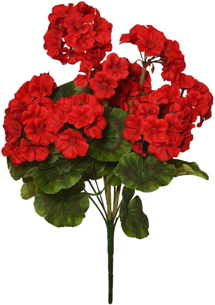 Floristrywarehouse Geranium Bunch Faux Silk Artificial 18.5 Inches x 9 Heads Red | Amazon (US)