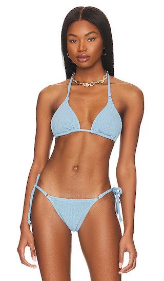 Slide Triangle Bikini Top in Powder Blue Bikini Blue Bathing Suit Blue Swimsuit Revolve Vacation | Revolve Clothing (Global)