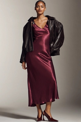 By Anthropologie Sleeveless V-Neck Midi Slip Dress | Anthropologie (US)