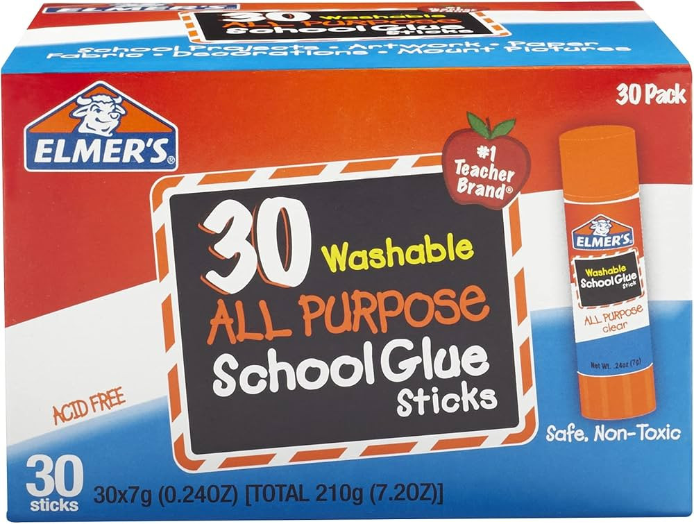 Elmer's All Purpose School Glue Sticks, Washable, 7 Grams, 30 Count | Amazon (US)