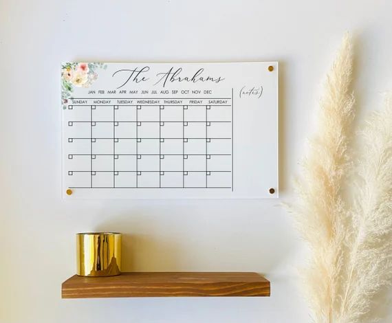 Personalized Dry Erase Calendar Board for Wall Ll White | Etsy | Etsy (US)