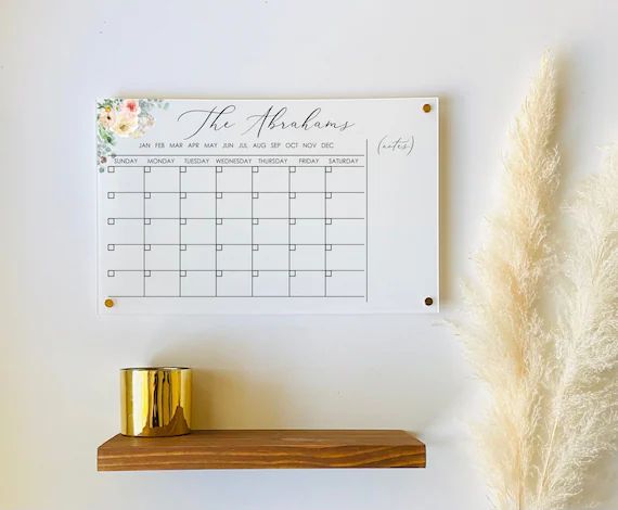Personalized Dry Erase Calendar Board for Wall Ll White | Etsy | Etsy (US)