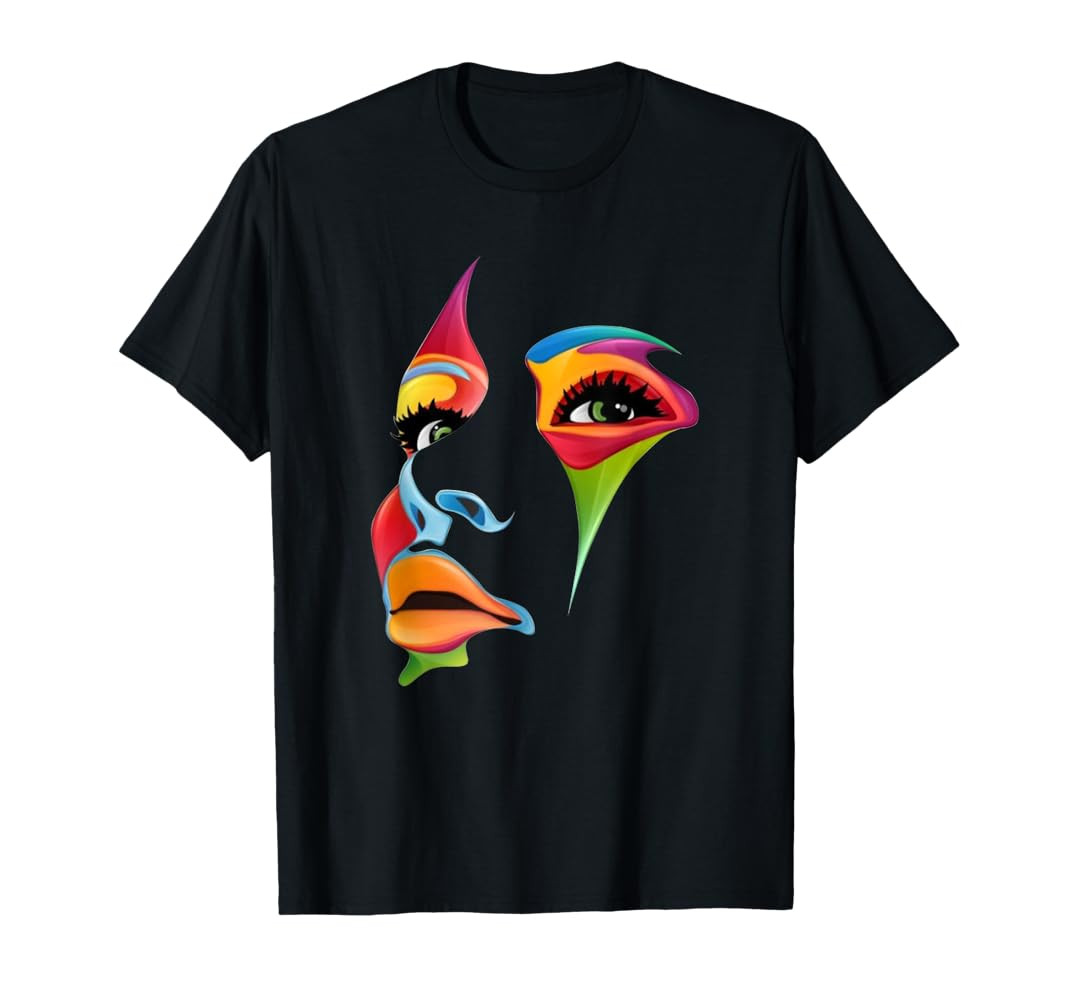 Abstract Colorful Woman Art Face T-Shirt | Amazon (US)