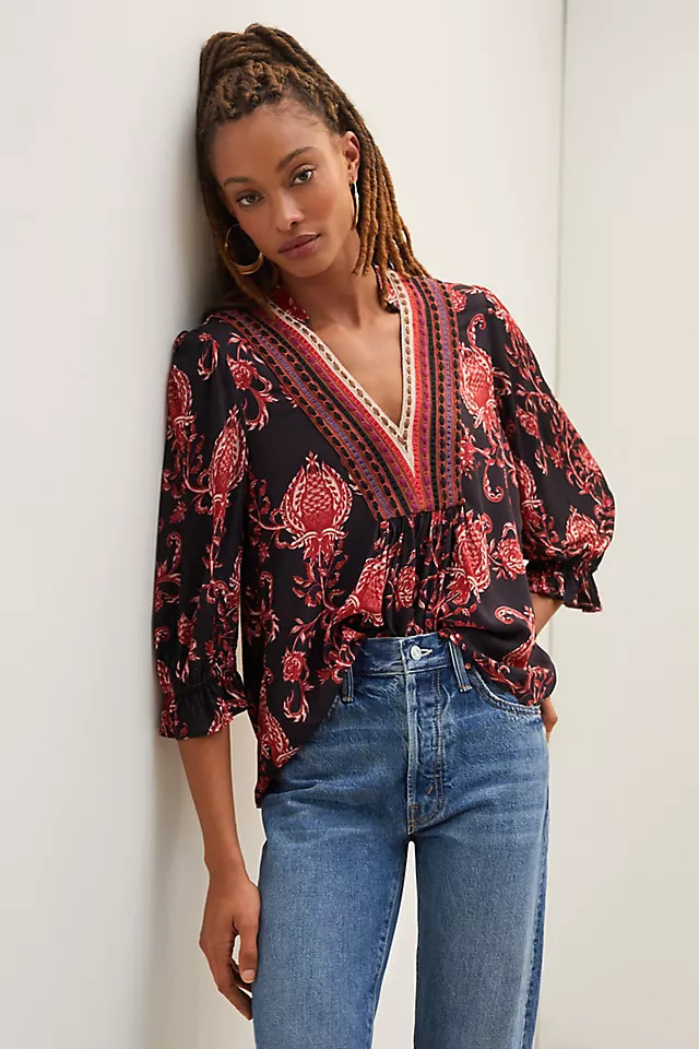 Floral V-Neck Top | Anthropologie (US)