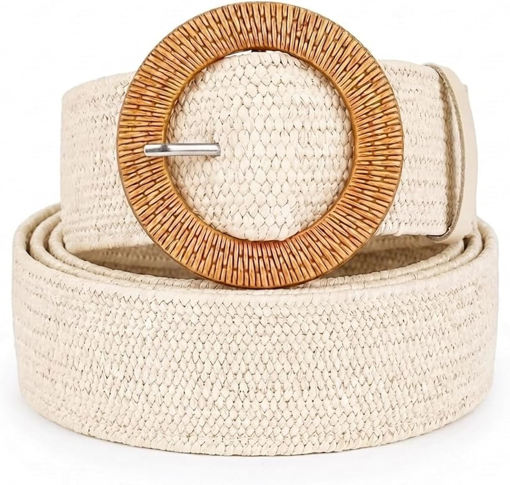 Rattan Straw Raffia Summer Belts for Women 2026 Elastic Stretch Woven Waist Wide Band | Amazon (US)