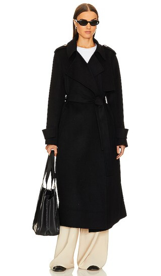 Margaret Trench Coat in Black | Revolve Clothing (Global)