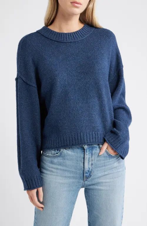 CITY BLUES Crop Sweater in Navy at Nordstrom, Size Small | Nordstrom
