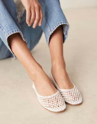 ASOS DESIGN Lagoon weave ballet shoes in white weave | ASOS | ASOS (Global)
