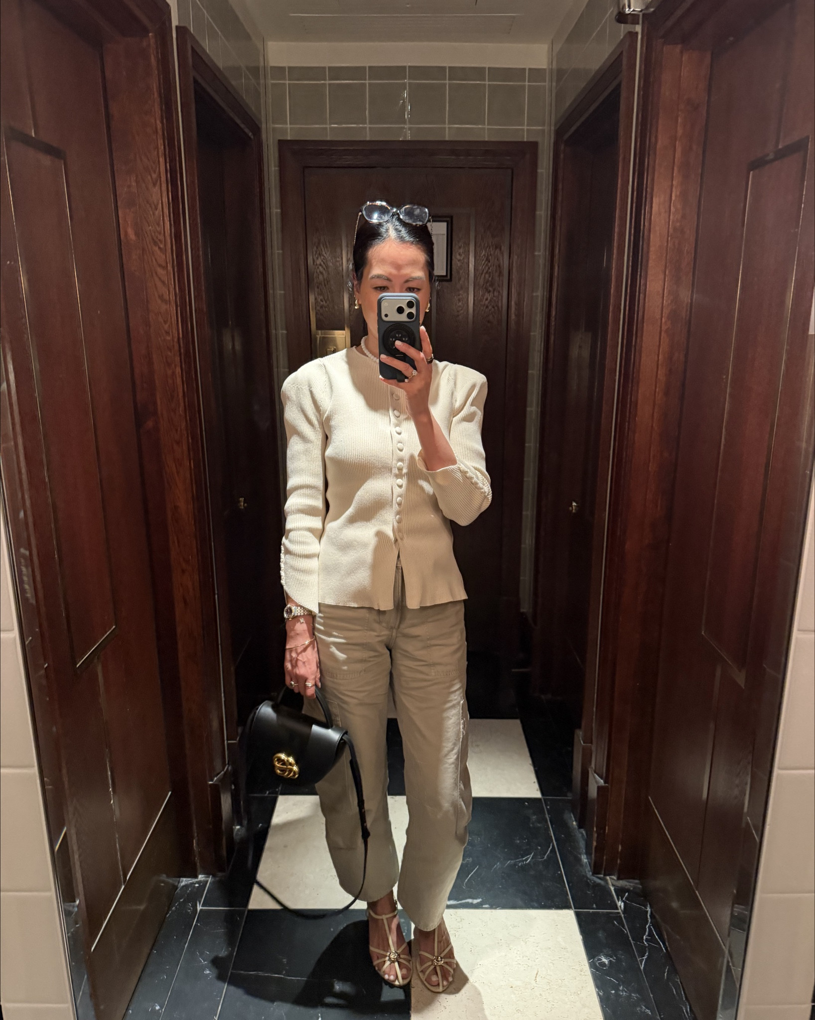 What I wore for dinner with friends.
Zara cardigan size medium 
COH cargo pants size 25
M&S heels
By Malene Birger Bag 

#LTKover50style #LTKdatenight #LTKspring