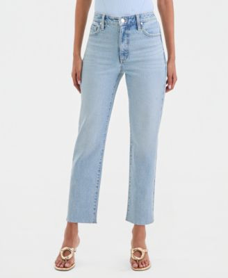 Women's High-Rise Frayed Hem Ankle Jeans | Macy's