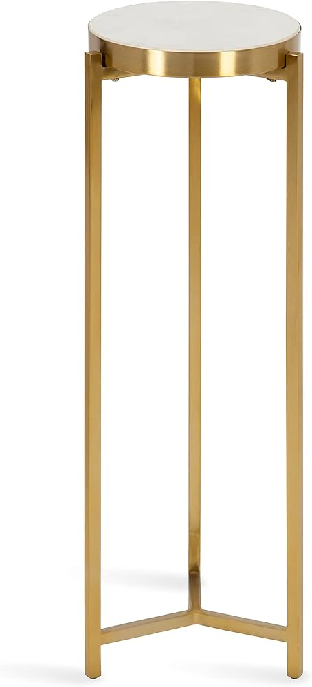 Kate and Laurel Aguilar Modern Drink Table, 8 x 8 x 23, White and Gold, Genuine Marble Accent Tab... | Amazon (US)