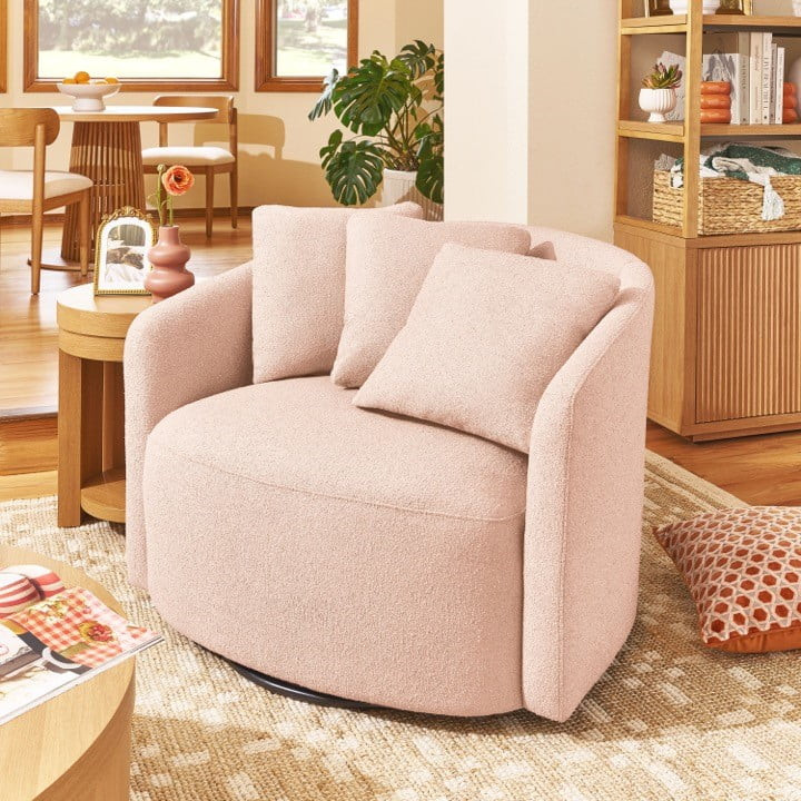 Beautiful Drew Accent Chair by Drew Barrymore, Pink Blush Boucle | Walmart (US)