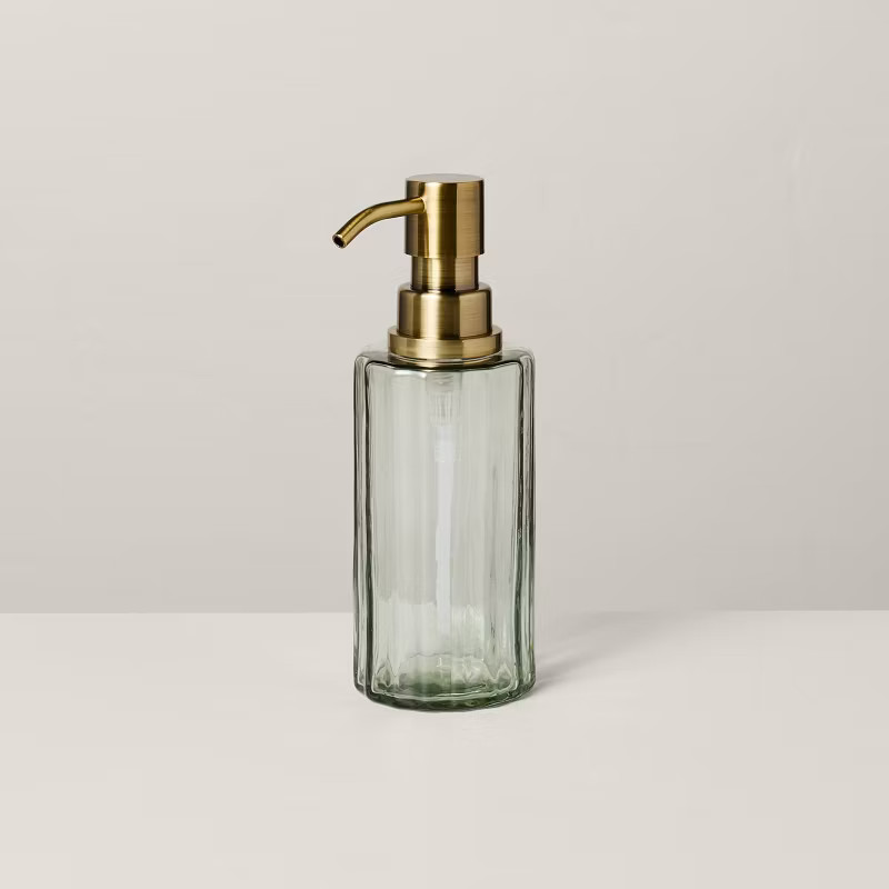 Fluted Glass Bathroom Soap Pump Light Green - Hearth & Hand™ with Magnolia | Target