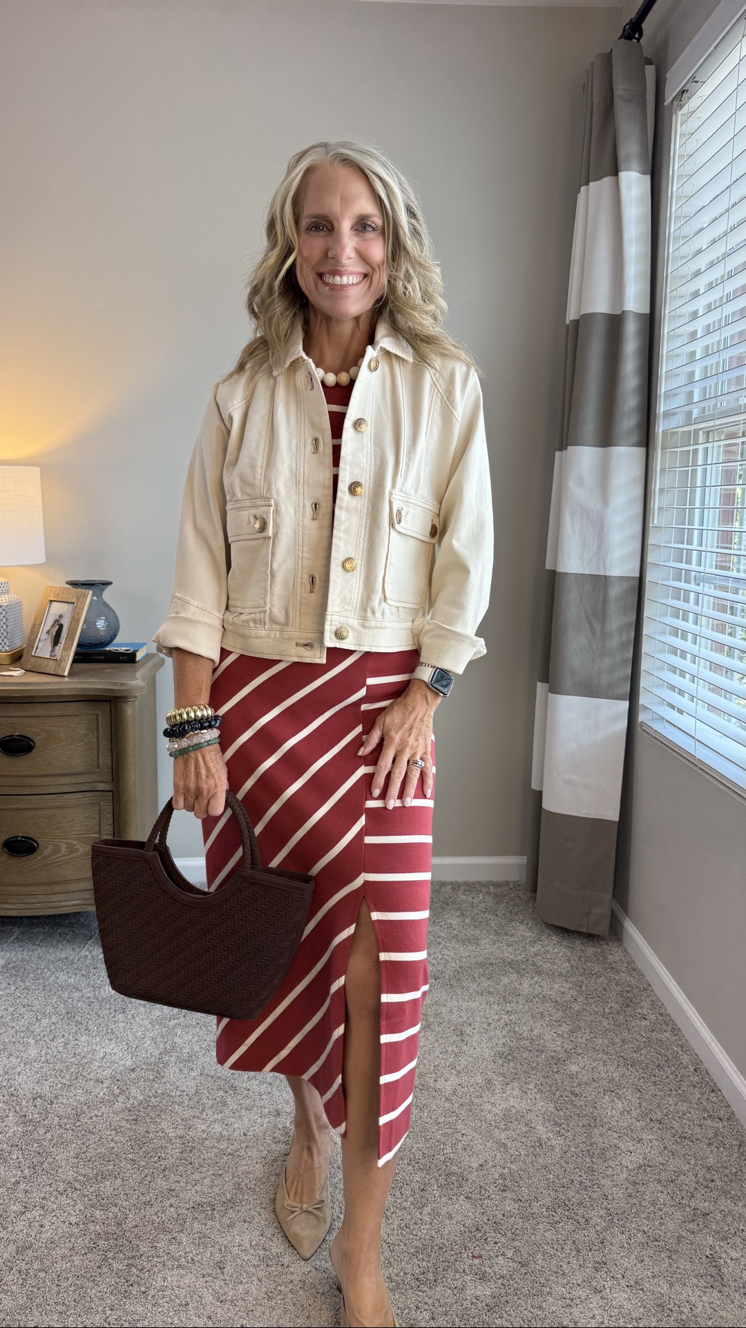 In love with this ecru denim jacket and especially paired with this knit dress. Great office look, church or dinner out with friend.

#LTKgrwm #LTKdayinmylife #LTKOver40