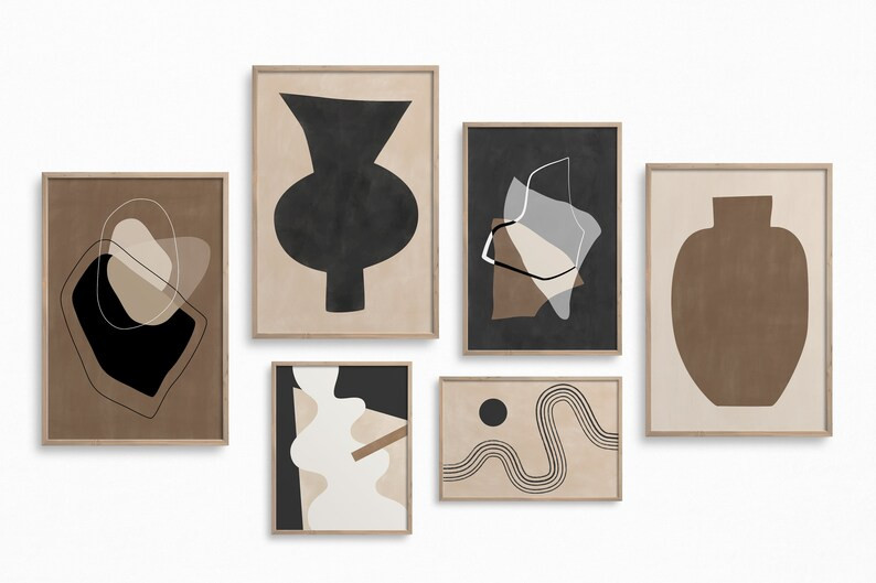 Gallery Wall Set of 6,neutral Downloadable Art,minimalist Beige Black Wall Art,tonal Printable Ar... | Etsy (CAD)