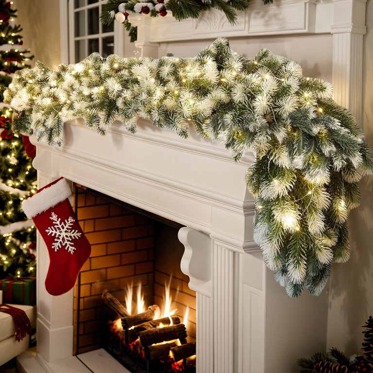 Ninonly 6FT Christmas Garland with Light, Seasonal Artificial Christmas Green Rattan Pine Cypress... | Walmart (US)