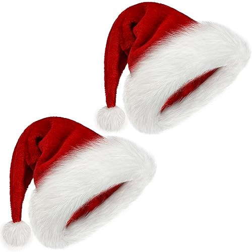 BSVI Christmas Hat 2 Pack, Santa Hat for Adults Unisex Velvet Comfort Extra Thicken Fur Xmas Holiday Hat for New Year Festive Party ornaments | Amazon (US)