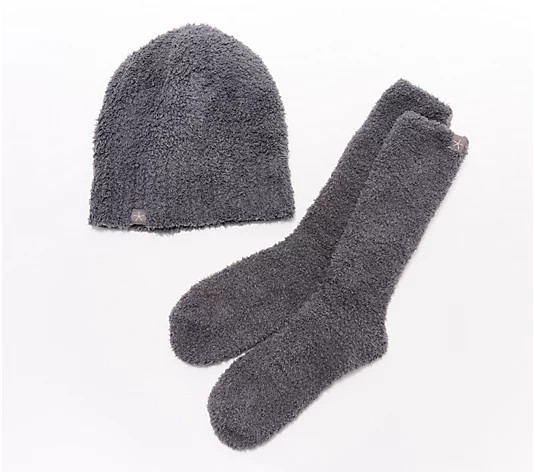 Barefoot Dreams CozyChic Beanie And Sock Gift Set - QVC.com | QVC