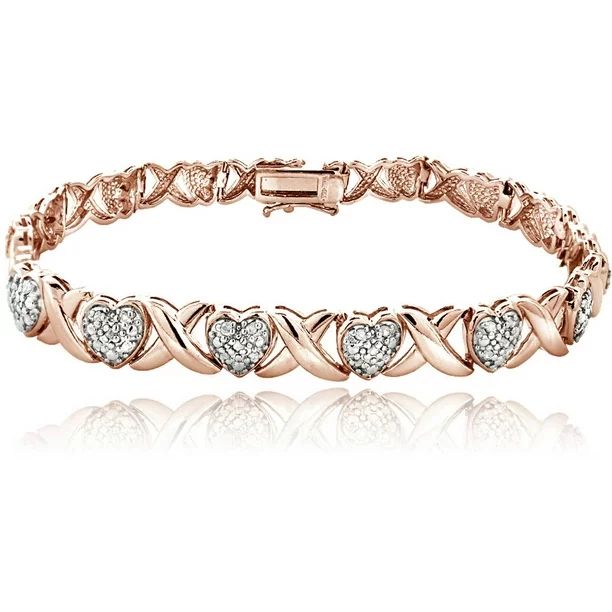 1/2 Carat Diamond X and Heart Bracelet in Rose Gold Tone | Walmart (US)